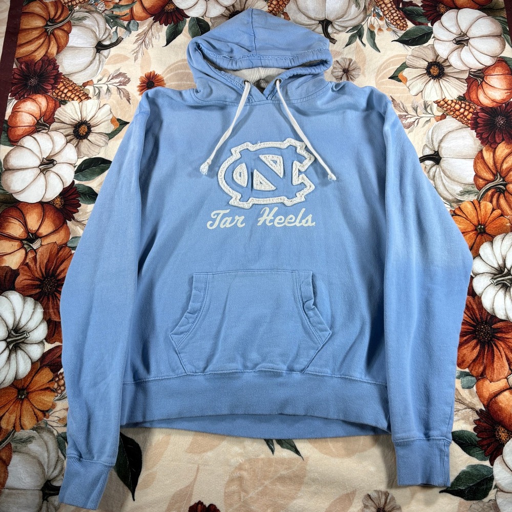 North Carolina Tar Heels Pressbox Embroidered Patch Pullover Hoodie Mens Blue XL